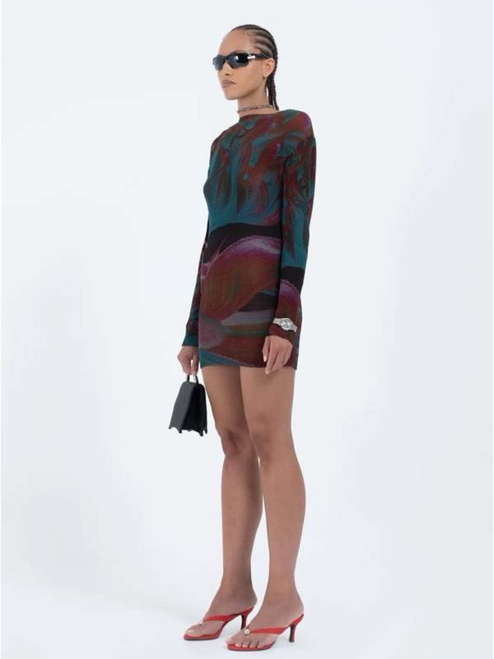 Arthur NWT Waffle Pleated Mini Dress 4 Waratah Teal Red - Picture 3 of 12